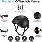 Adjustable Helmet For Ages 3-16 Kids Toddler Boys Girls Youth,Protective Gear With Elbow Knee Wrist Pads For Multi-Sports Skateb
