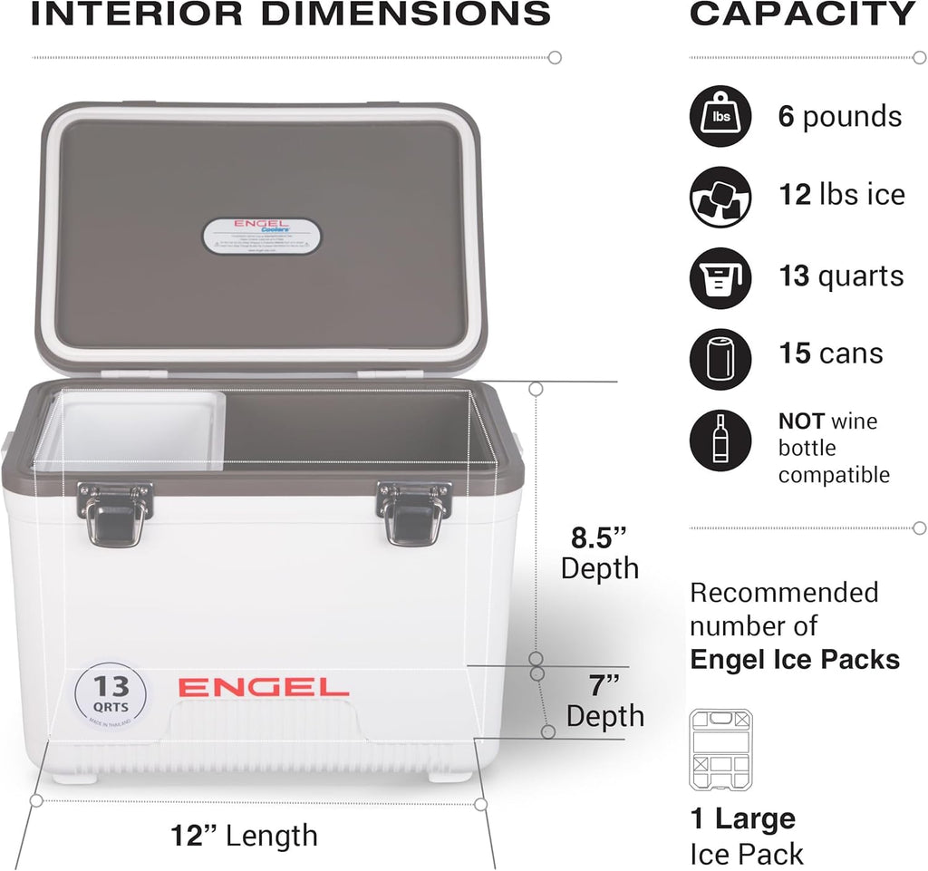 ENGEL UC13 13qt Leak-Proof, Air Tight, Drybox Cooler and Small Hard Shell Lunchbox for Men and Women in Fighting Lady Yellow