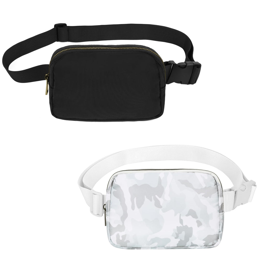 Vorolo Fanny Pack Christmas Gift For Women And Men Crossbody Bag Belt Bag Bum Bag With Adjustable Strap For Sportsblack+Camo Whi
