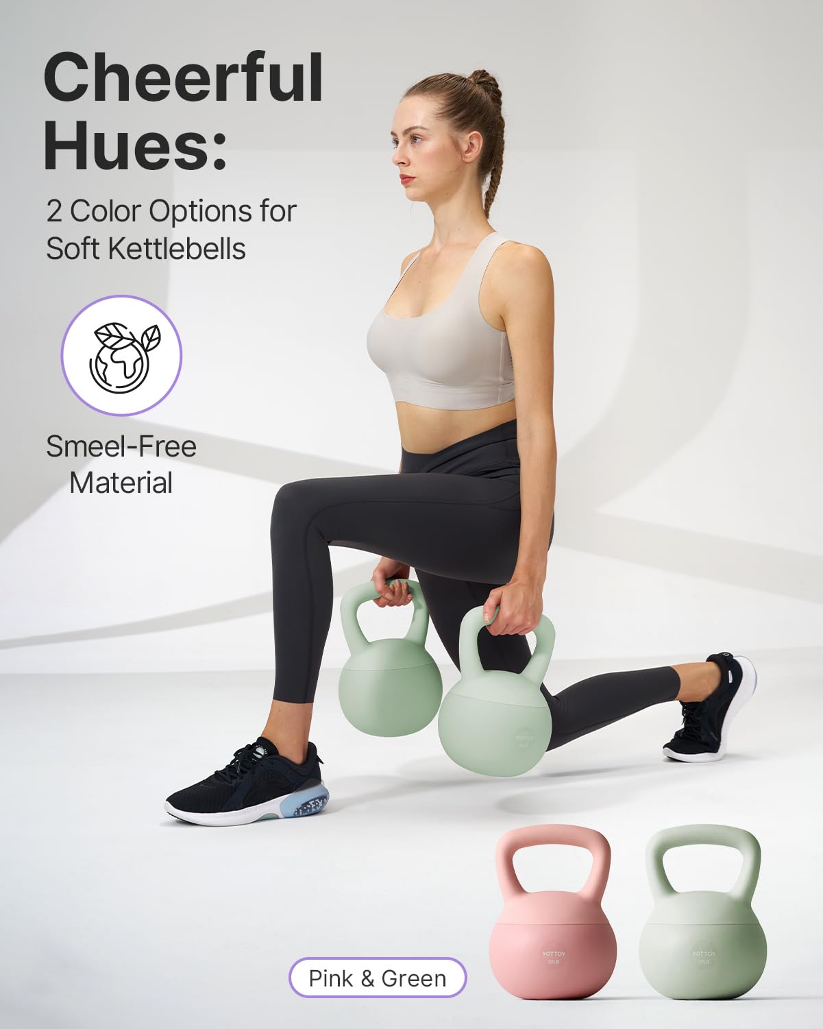 YOTTOY Soft Kettlebell,Kettlebell Anti-Slip Grip Weight for Home Workouts, Kettlebells Set Strength and Safety Guaranteed (15LB-