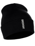Daxton Vertical Usa Cities Cuffed Beanie Winter Knit Hat Skully Cap, Green Bay Black White