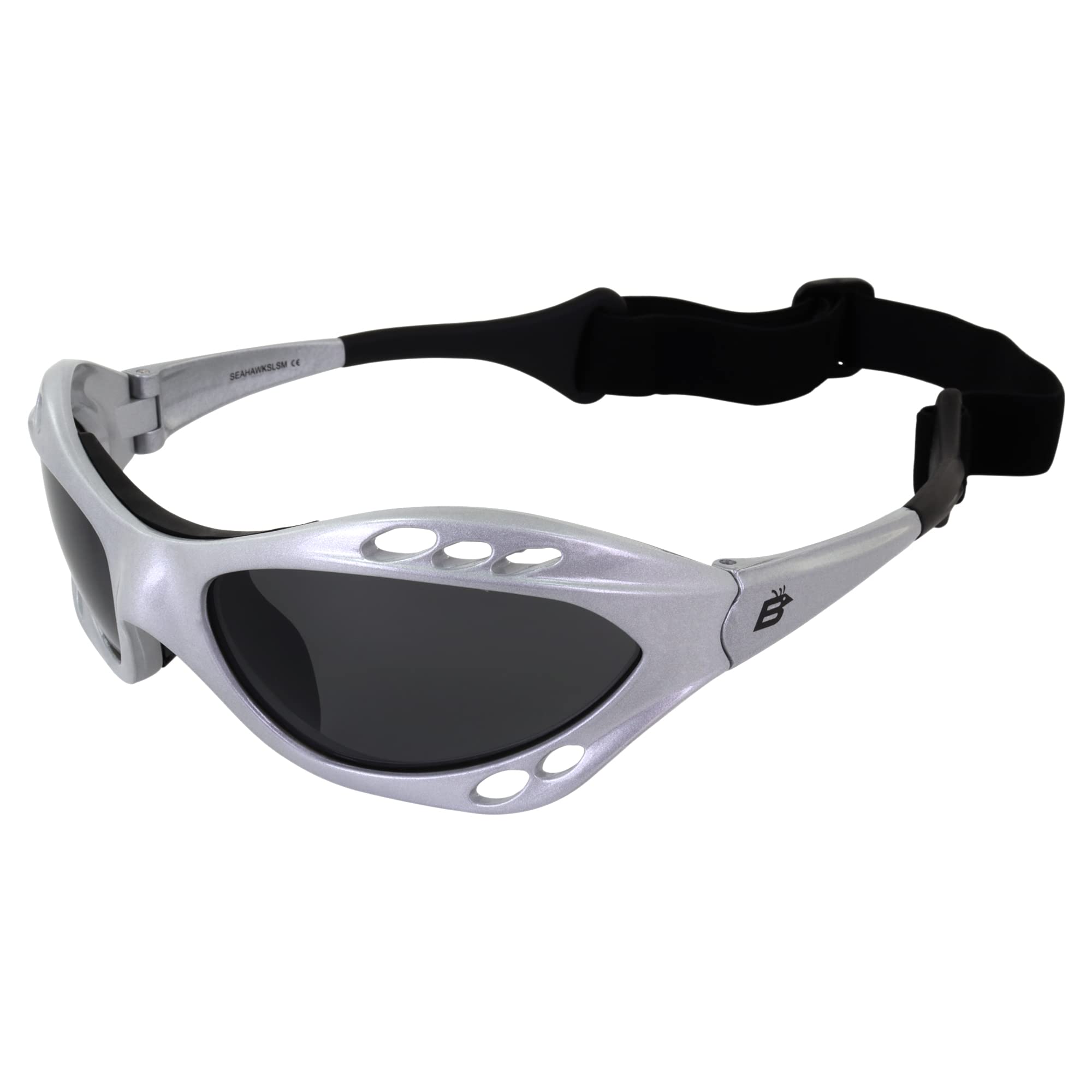Birdz Eyewear Polarized Goggles Kite Surf Water Sport Surfing, Kayaking, Jetskiing Pwc Personal Water Craft Silver Frame