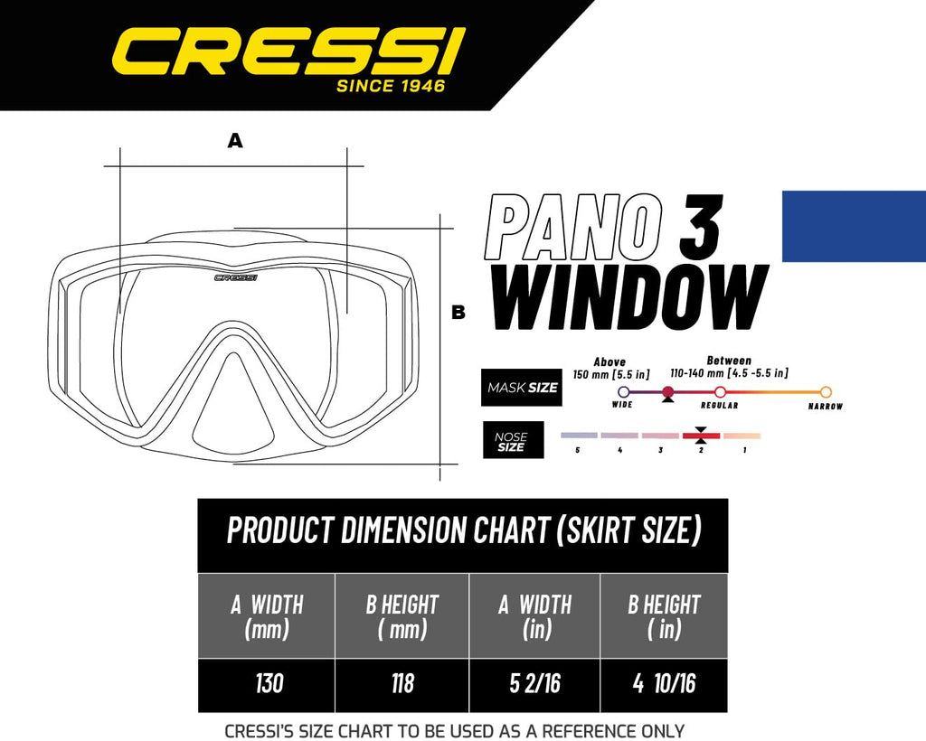 Cressi Panoramic Wide View Mask With Dry Snorkel Set, Clear Blue