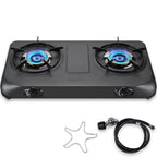 Besnerg Propane Stove 2 Burner Gas Stove Top, 27200 Btu High-Efficiency Lpg Metal Cooktop With Auto Ignition, Csa Regulator And