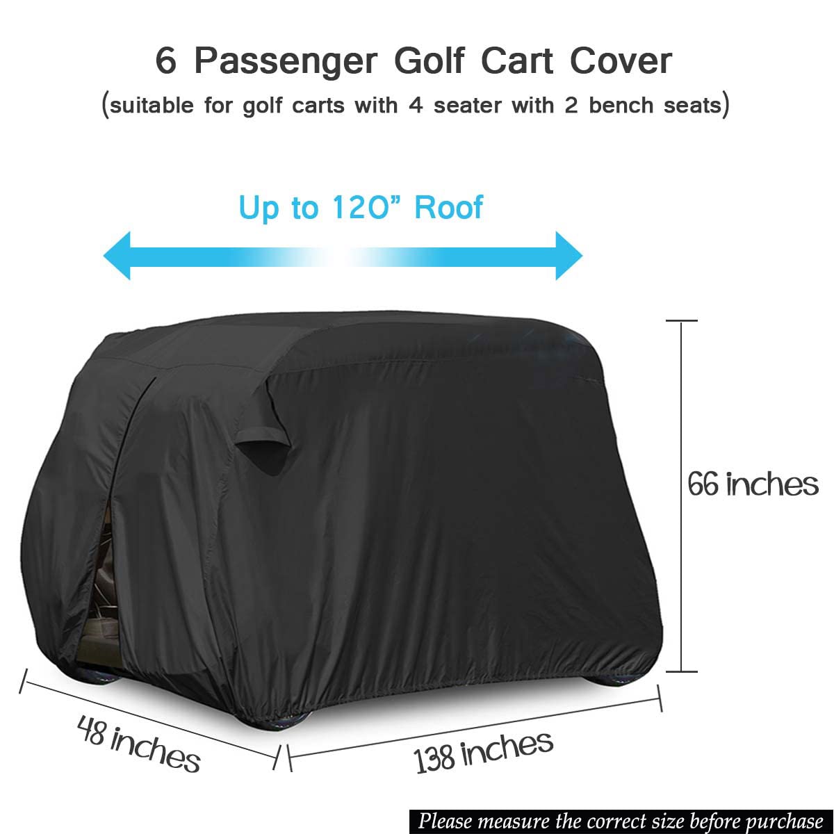 Moveland 6 Passenger Golf Cart Storage Cover Compatible With E Z Go, Club Car, Yamaha - Dustproof & Durable