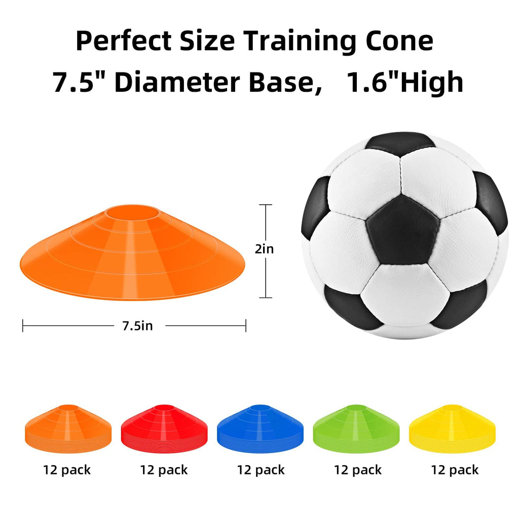 60 Pack,Agility Soccer Cones With Carry Bag And Holder For Training,Sports Cones , Disc Sports Cones,Football Cones For Drills K