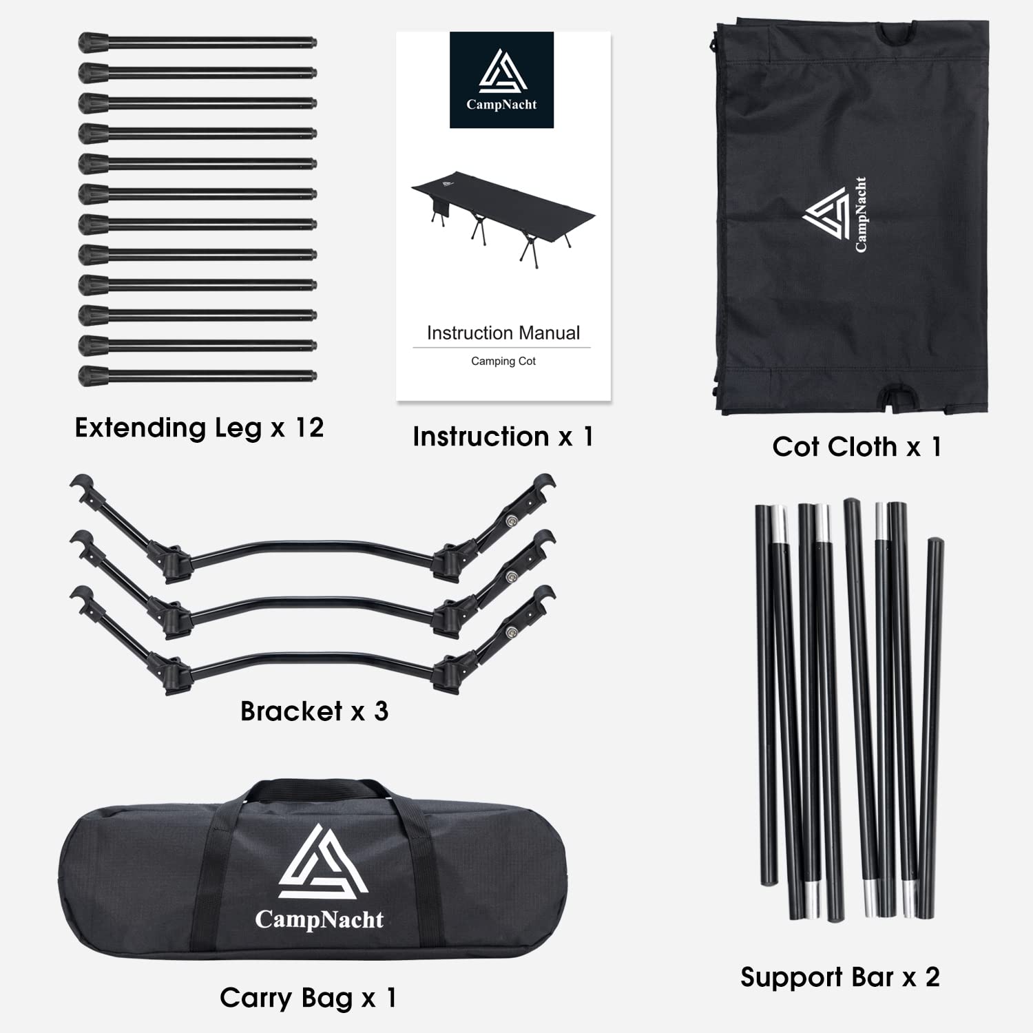 Yougym Campnacht Ultralight Camping Cot With Leg Extenders, Aluminum Lightweight Folding Cot For Adults, Portable Backpacking Co