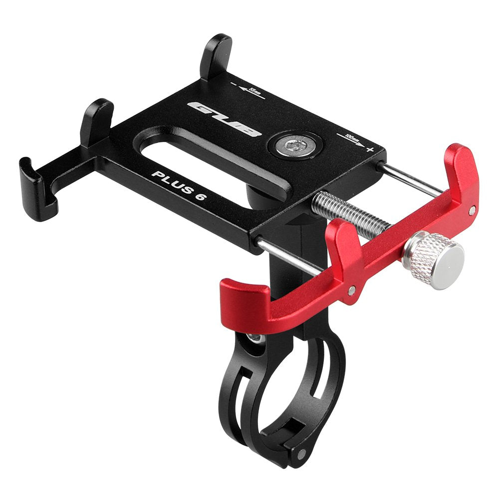 GUB Plus 6 Aluminum MTB Bicycle 3.5-6.2 Motorcycle Phone Holder Support GPS Mount for Bike Handlebar Accessories (Black-Red)