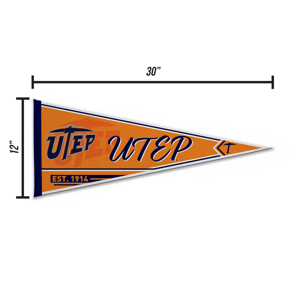 Rico Industries Ncaa Texas-El Paso Miners - Utep Classic 12'' X 30'' Felt Wall D  Cor Pennant - Great For Home/Bed Room/Man Cave