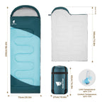 Geertop Camping Sleeping Bag, 3 Season Backpacking Sleeping Bag, Lightweight Portable Warm Cool Weather (Mint)