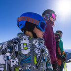 Giro Buster Kids Ski Goggles - Snowboard Goggles For Youth, Boys, Girls- Blue Faces Strap With Amber Rose Lens