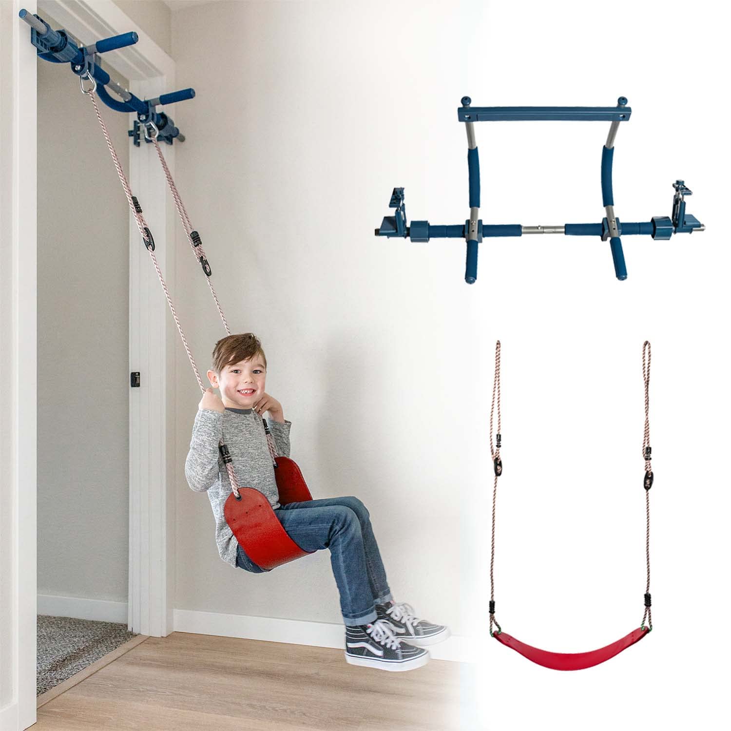 Gym 1 Deluxe Doorway Swing Set - All-In-One Indoor Gym And Playground For Kids And Adults - Two Attachments For Fun And Fitness 