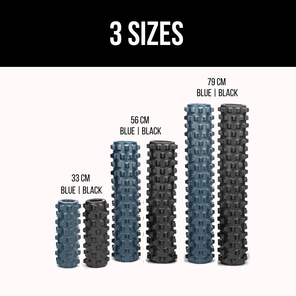 Rumbleroller - Extra Firm Textured Muscle Foam Roller Manipulates Soft Tissue Like A Massage Therapist (Black, Compact)