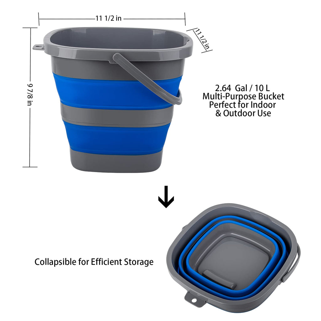 Collapsible Bucket With 2.6 Gallon (10L), Mop Bucket For Cleaning, Plastic Bucket For Garden, Car Washing Or Camping, Portable F