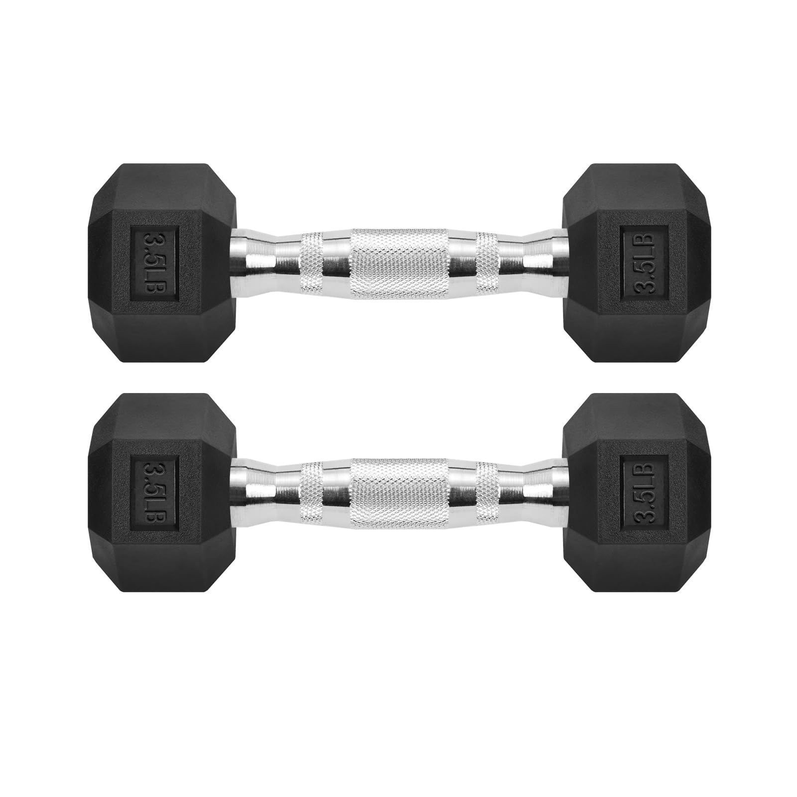 Hex Dumbbells Rubber Coated Cast Iron Hex Black Dumbbell Free Weights for Exercises 45 Pounds/Single