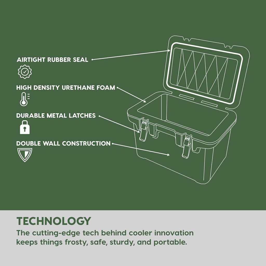 Iris Usa Hugel 44 Qt Cooler, Heavy Duty Metal Buckles, Leak-Free Design, Durable Hard Cooler, Ice Chest With Bungee Strap, Molde
