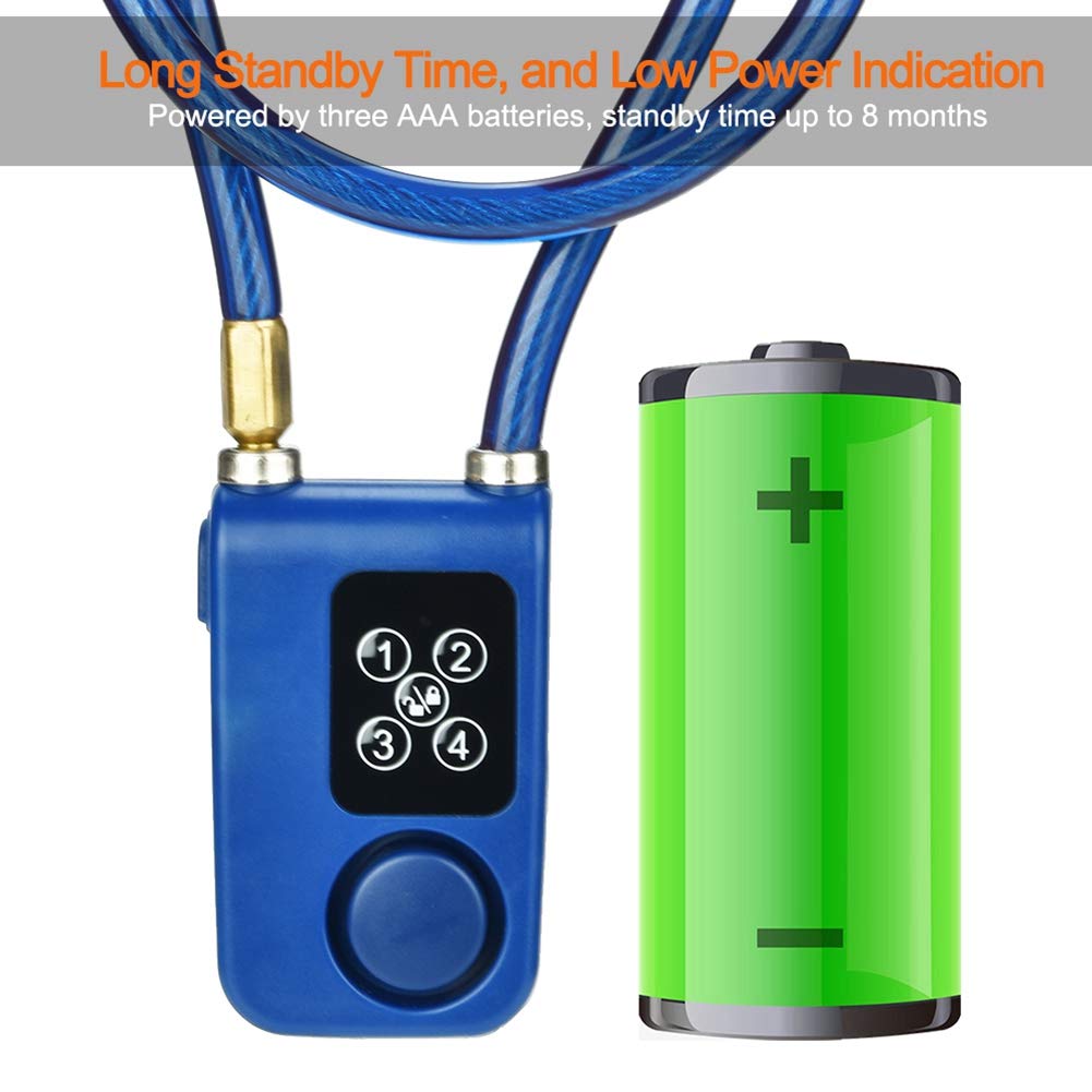 Antitheft Alarm Chain Lock, Y787 Smart Alarm Lock Antitheft Chain Lock For Bike Gate App Control Blue
