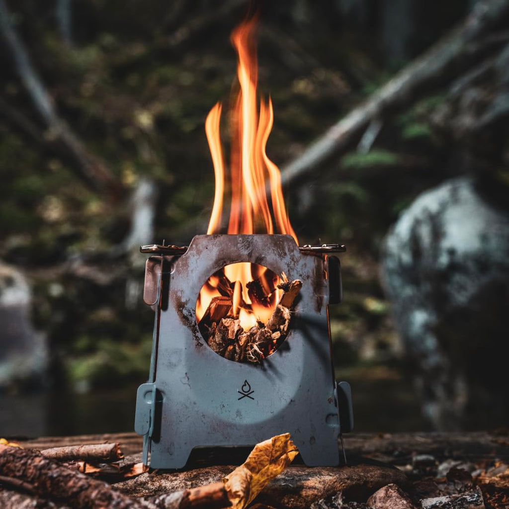 Berleben Stker Wood Burning Stove - Stainless Steel Portable Wood Stove - 18Oz Compact & Collapsible Flatpack Grill, Folding Sto