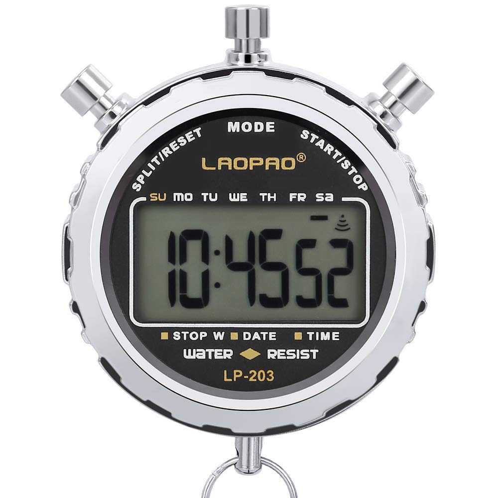 Stopwatch,1/100th Second Clock Daily Rainproof Digital Timer for Sports Match,Competition,Coach,Referee,Training,Timing (XJ-203)