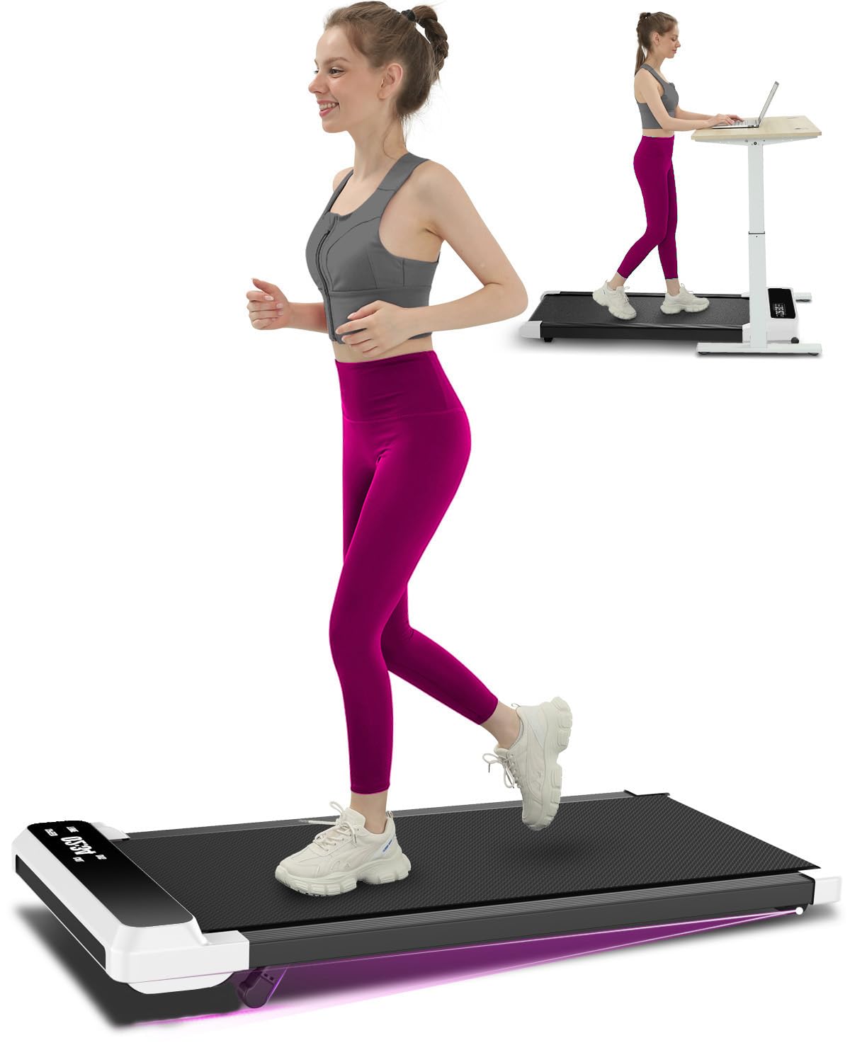 Walking Pad With Incline, 2.5Hp Low Noise Under Desk Treadmill, Walking Jogging Machine, Portable Treadmills With Remote Control