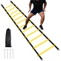 RUBY.Q 12 Rungs Agility Ladder Set, Speed Training Ladder with Steel Stakes and Carry Bag for Soccer, Speed Fitness Feet Trainin