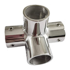 Nrc&Xrc Marine Grade 316 Stainless Steel Mirror Polished Hand Rail Fitting-90 Degree 1Inch 4 Way Corner Elbow,1 Inch Pipe Hand R