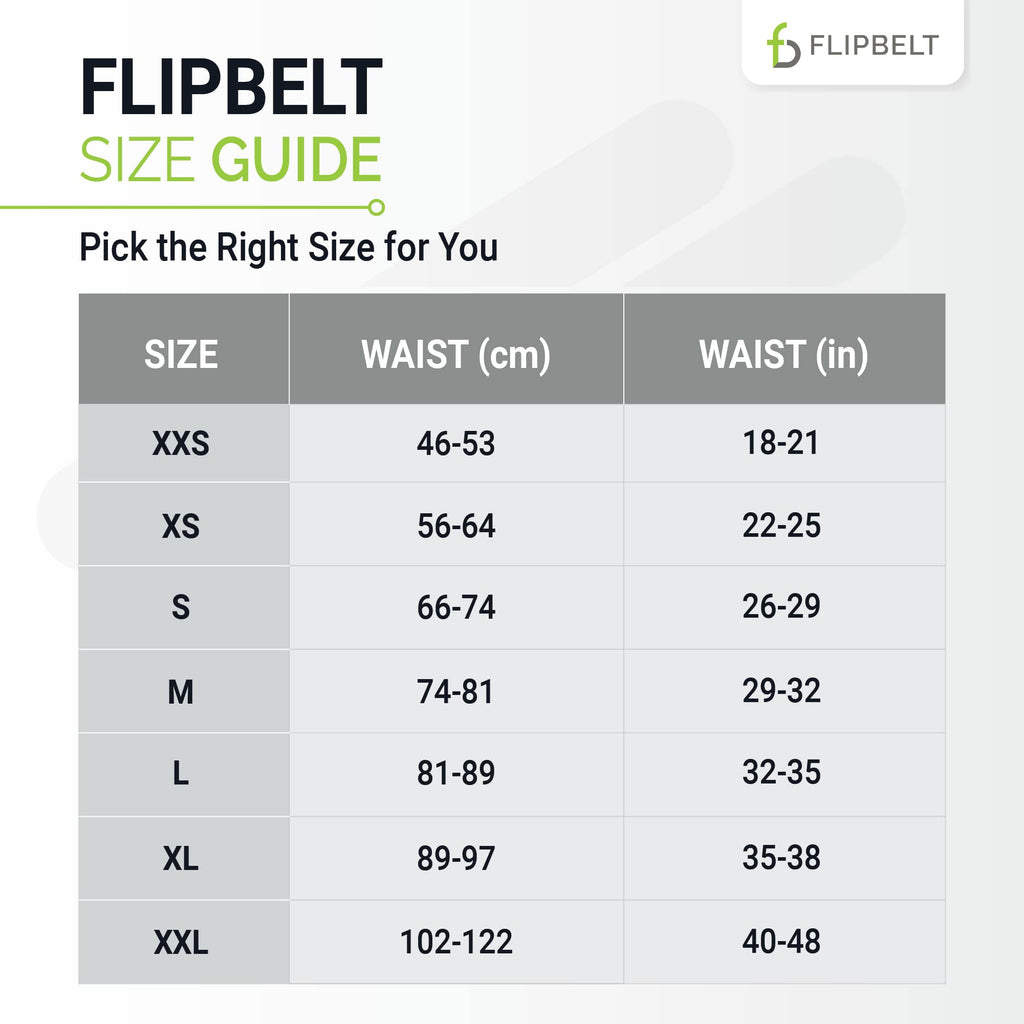 FlipBelt Classic Running Belt for Phone and Small Accessories, Exercise Waist Pouch for Women and Men, XS, Reflective Neon Yello