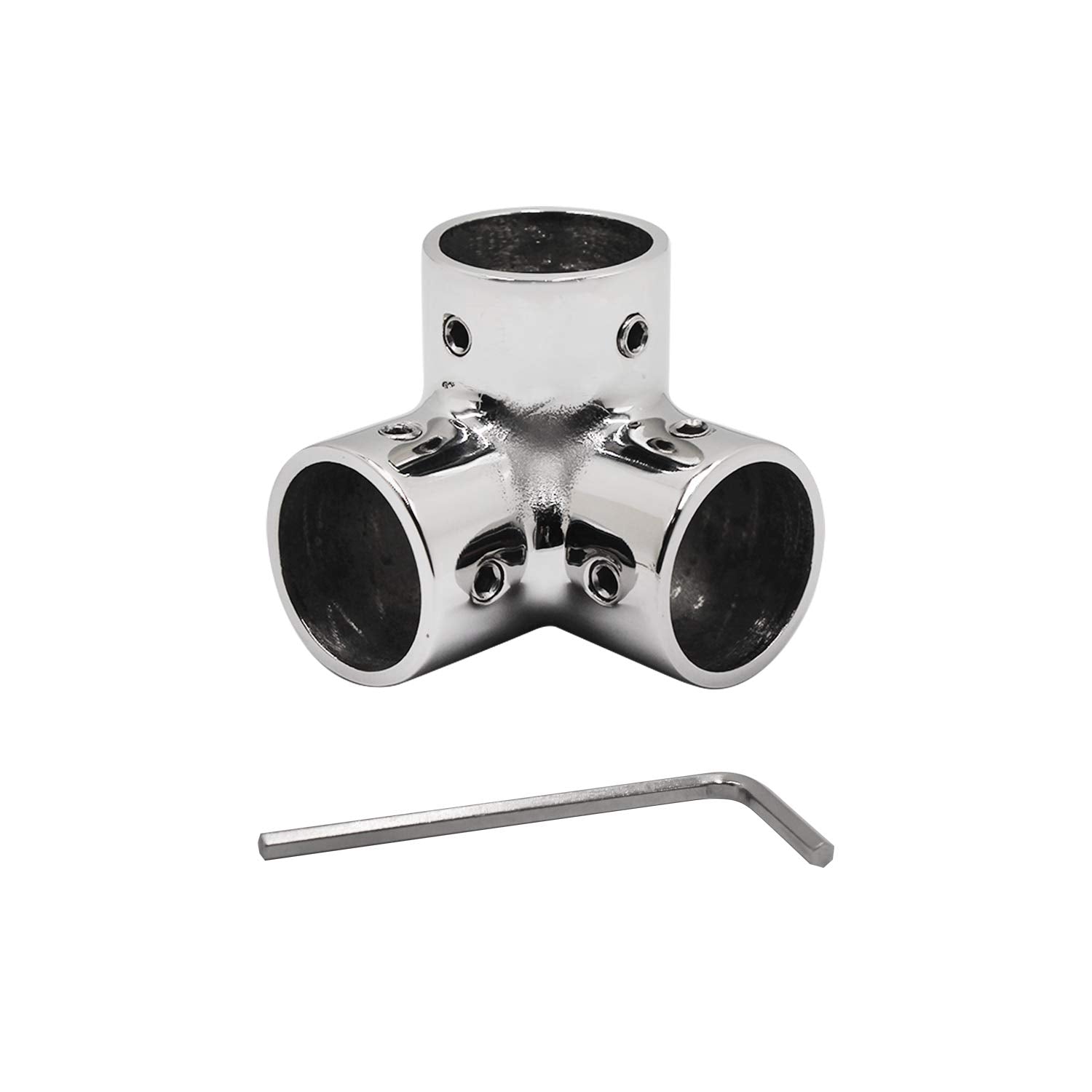 SHENGHUISS Boat Hand Rail Fitting Marine Grade 316 Stainless Steel Polished Pipe Connector with L Shape Hex Key 1 inch 90Tee Rai