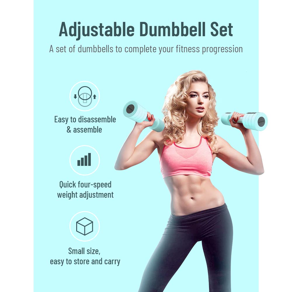 East Mount Adjustable Dumbbell Set Of 2,Hand Weights Sets For Women, 4 Kinds Of Weight Adjustment 2Lb 3Lb 4Lb 5Lb,Suitable For W