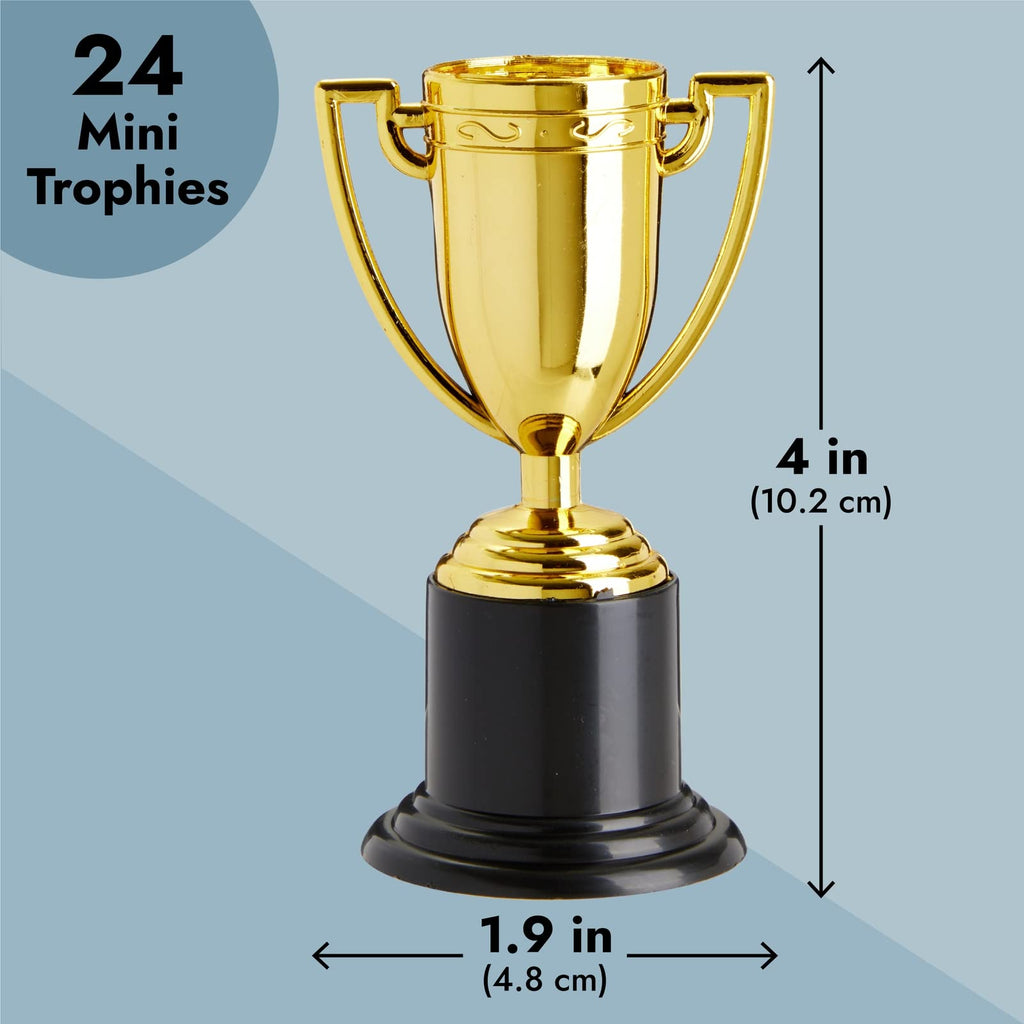 Juvale 24 Pack Mini Trophies For Awards, Gold Participation Trophy Cups For Sports Tournaments And Competitions (4 In)