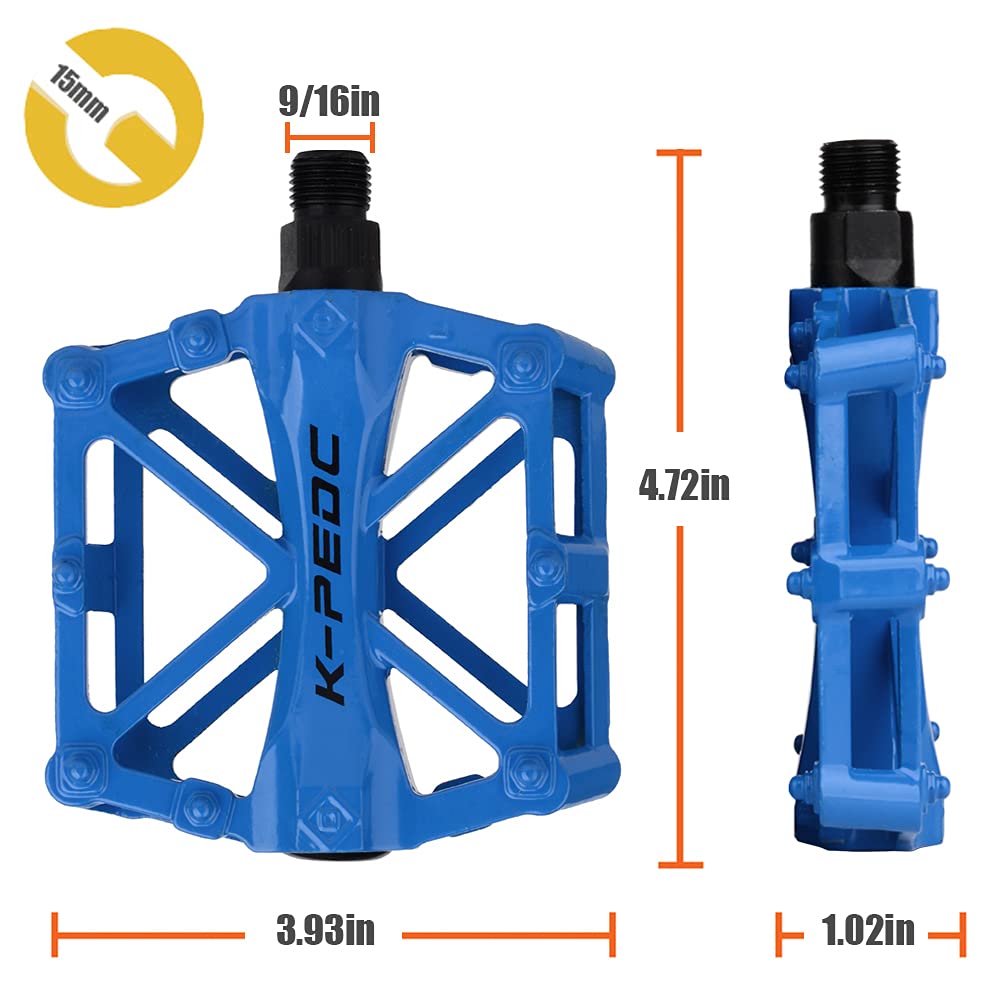 Boruizhen Aluminium Cnc Bike Platform Pedals Lightweight Road Cycling Bicycle Pedals For Mtb Bmx (Blue)