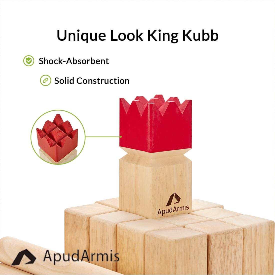 Apudarmis Kubb , Viking Chess Outdoor Clash Toss Yard Game With Carrying Case - Rubber Wooden Backyard Lawn Games Set For Teenag