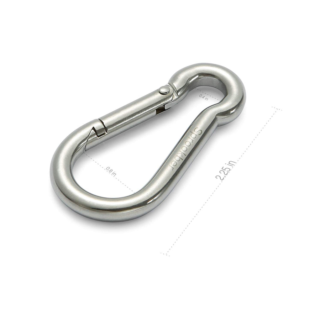 Sprookber Stainless Steel Carabiner Spring Snap Hook - 304 Stainless Steel Heavy Duty Clips, Set Of 4 (2.25 Inch)