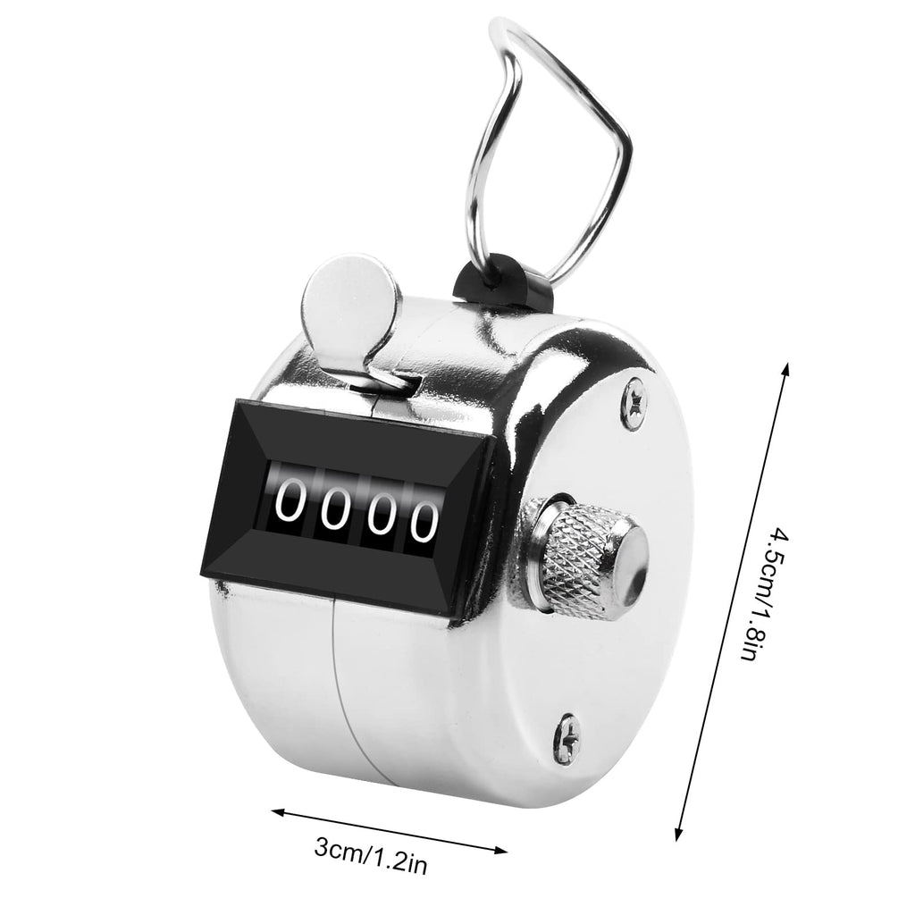 Oligei 2 Pack Metal Hand Counter Four-Digit Counter With Nylon Lanyard Silver Counter Click Counter Handheld Click Counter Digit