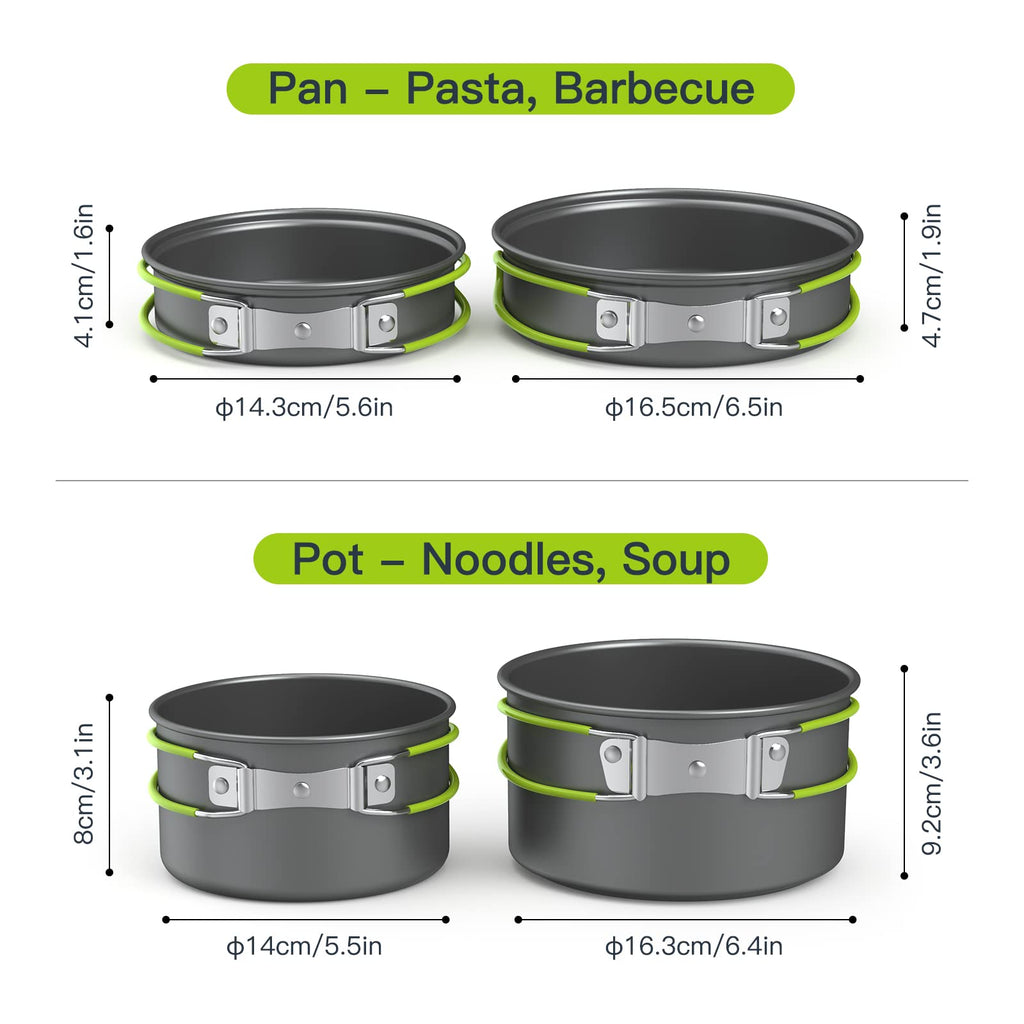 Lixada Camping Cookware Set,11Pcs Camping Cookware Mess Kit With Non-Stick Lightweight Pot Pan Bowls Set For Outdoor Camping Bac