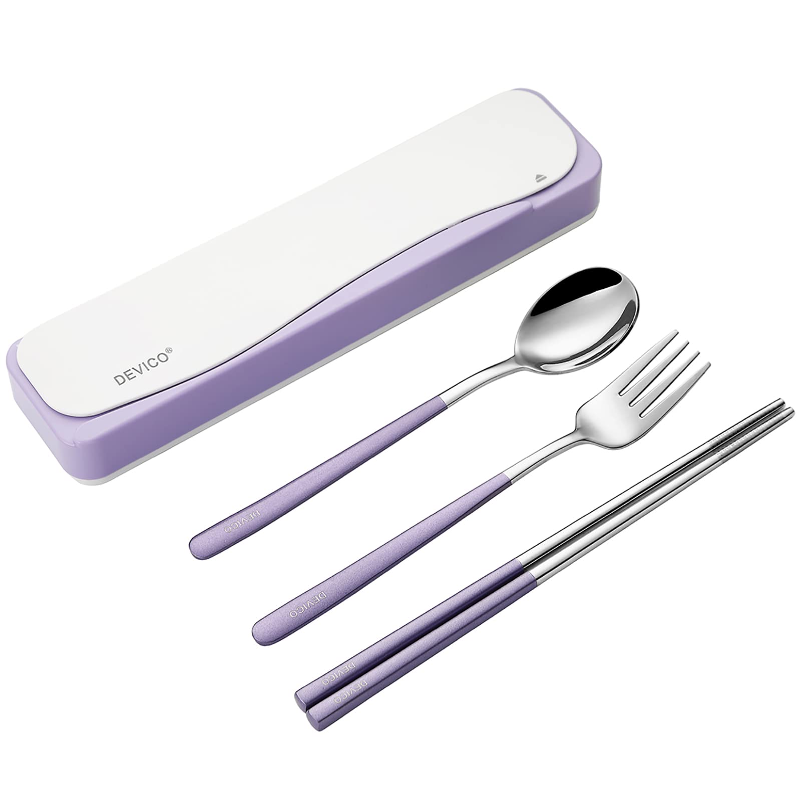 Devico Travel Utensils With Case, 18/8 Stainless Steel Camping Utensils, Reusable Portable Silverware Cutlery Set For Lunch Box,