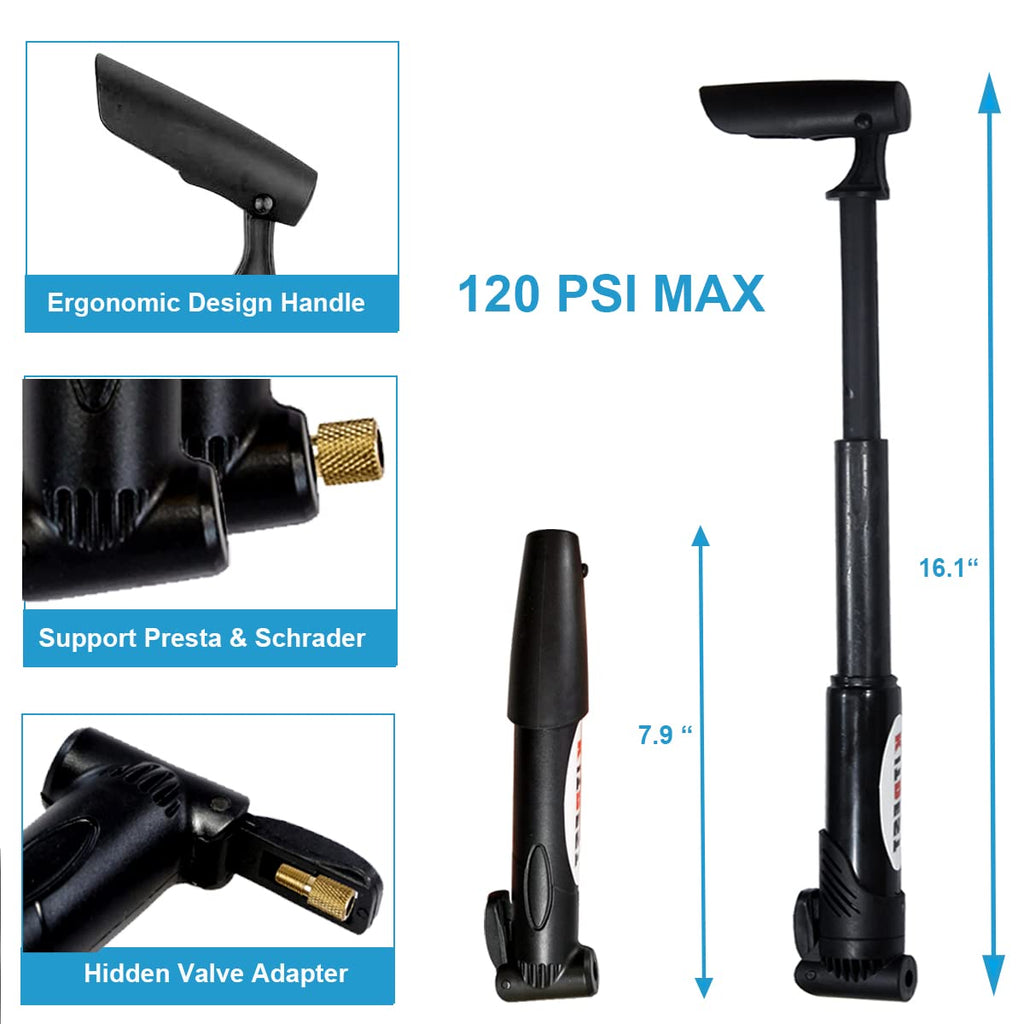 Bike Repair Bag & Bicycle Tire Pump, Tire Puncture Repair Kit, Bike Multi Tool Set, Maintain Bike Repair Tool Kit Portable Bike