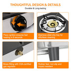 Camplux Propane Gas Stove With 21,600Btu, 3 Burners Propane Stove, Tempered Glass Camping Cooking Stove