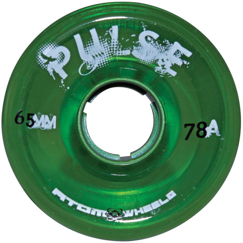 Atom Skates Pulse Outdoor Quad Roller Wheels (Hardness 78A, 65mm x 37mm, Green, Set of 4)