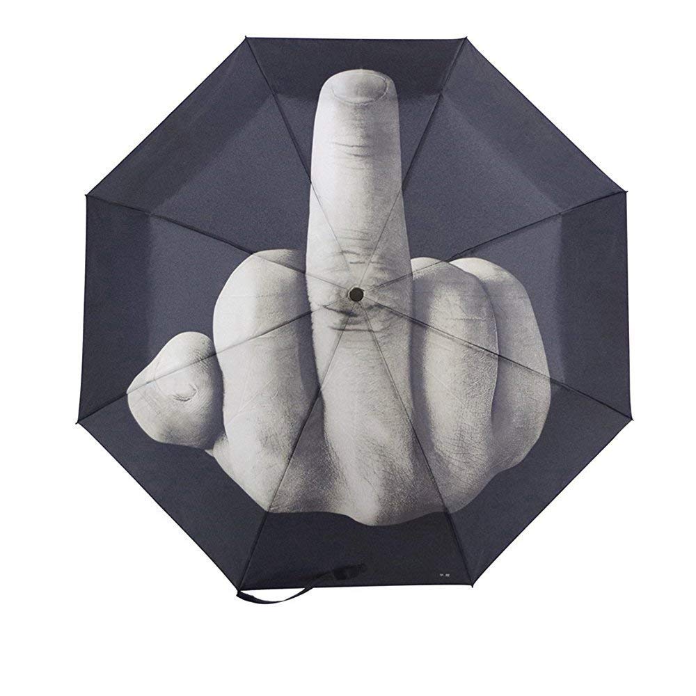 Sun-Mall Compact Umbrella,Golf Umbrella,Windproof Travel Umbrella,Black Umbrella,Middle Finger Umbrella,Compact Folding Reverse 