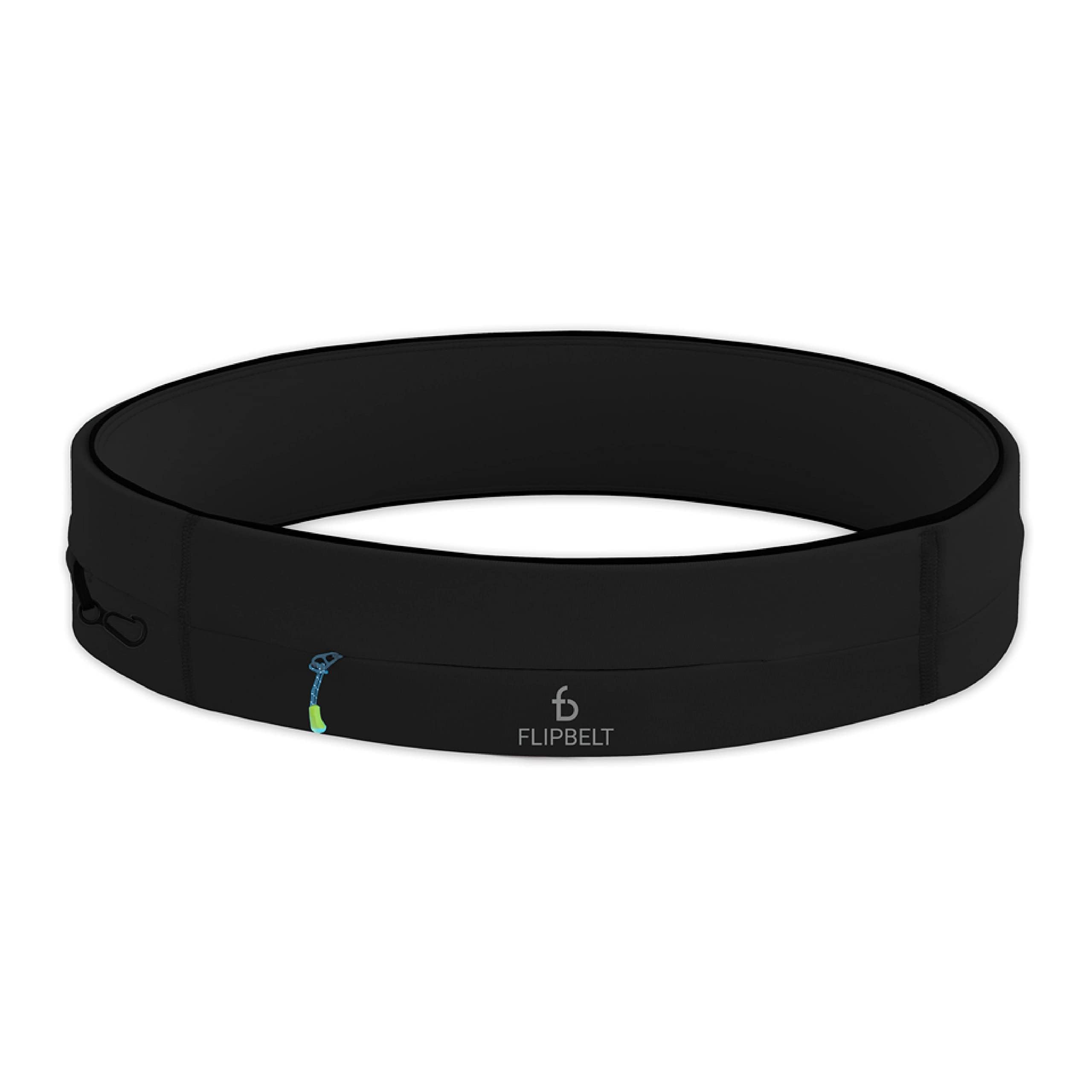 FlipBelt Zipper Running Belt, Waist Pack for Fitness and Running Fanny Pack for Women Men Phone Keys Money US Company - [Black] 