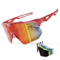 HAAYOT Polarized Sports Sunglasses for Men Women Youth Baseball Cycling Running Softball Biking Glasses 5 Lenses Bright Vermilio