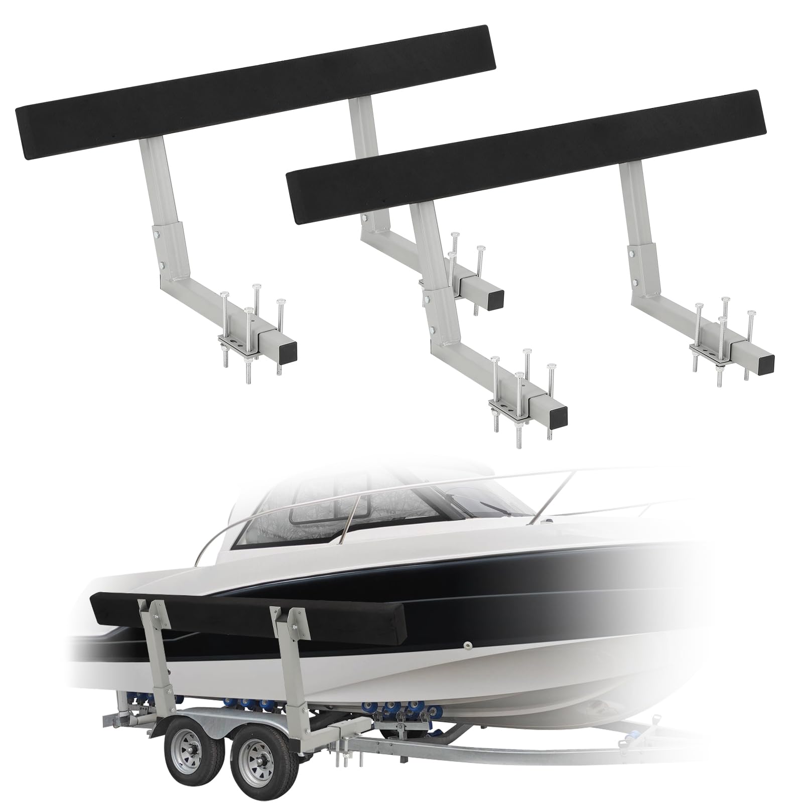 MERXENG 60 Boat Trailer Guide, 2PCS Rustproof Steel Trailer Guide ons, Trailer Guides with Carpet-Padded Boards, Mounting Parts 
