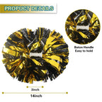 Lovecheer 2Pcs Pom Poms Cheerleading Gold And Black Metallic Cheer Pom Poms With Baton Handle For Sports Team Spirit Party Cheer