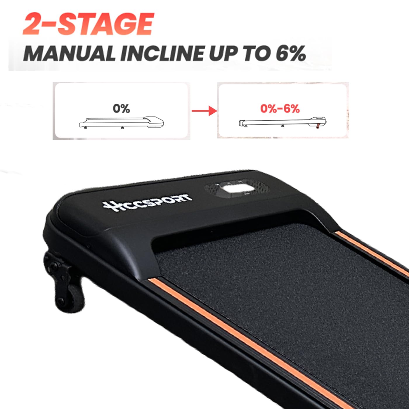 Hccsport Under Desk Walking Pad Treadmill With Remote Control 2.5 Hp Led Display Compact Small Treadmill With Incline For Home O