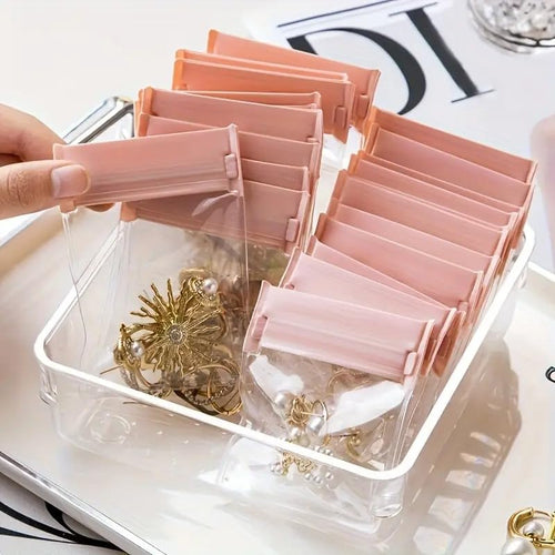 AARUX 10pc Mini Jewellery Storage Zipper Pouch Organizer, Transparent Resealable Bags with Snap Lock for Earrings, Rings, Neckla