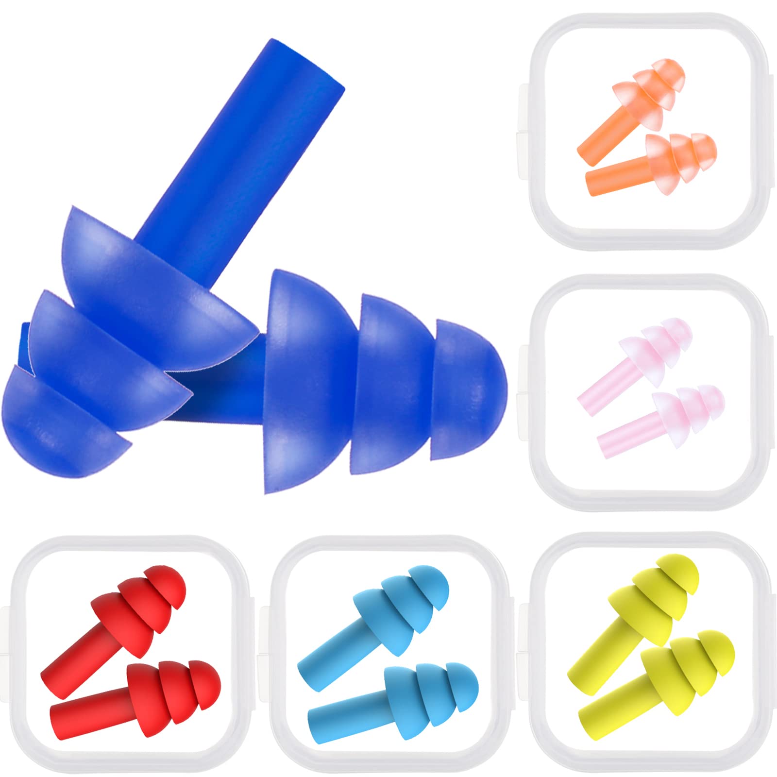 6 Pairs Kids Adults Ear Plugs Swimming Noise Cancelling Reusable Earplugs for Sleeping and Swimming, 6 Assorted Colors(Fresh Col