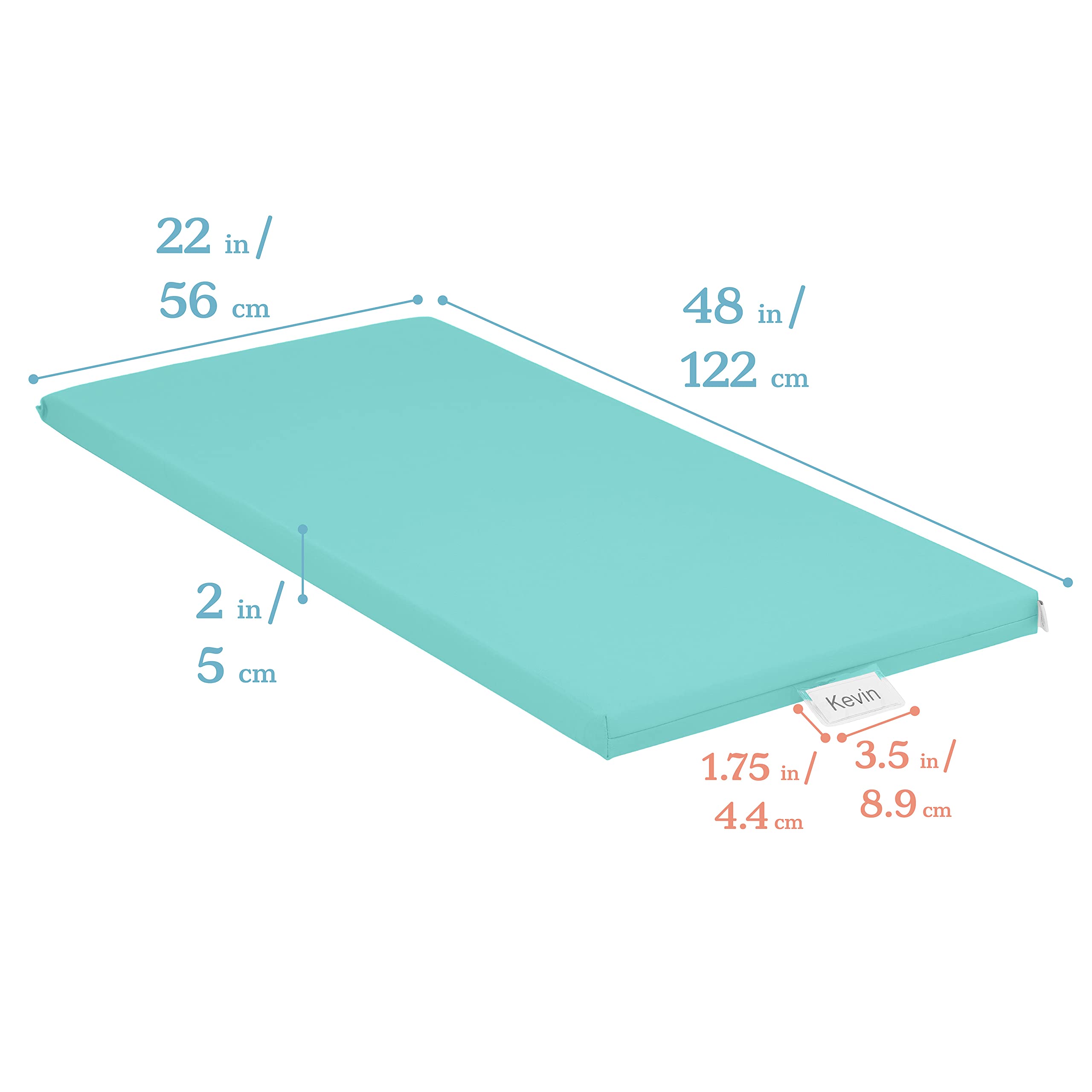Ecr4Kids Softzone Rainbow Rest Mat, 2In, Sleeping Pad, Seafoam, 5-Piece