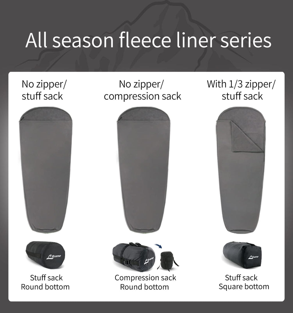 Litume All Season Sleeping Bag Liner Adds Up To 27F, Lightweight Mummy Sleeping Sack For Backpacking, Camping, Traveling With Dr