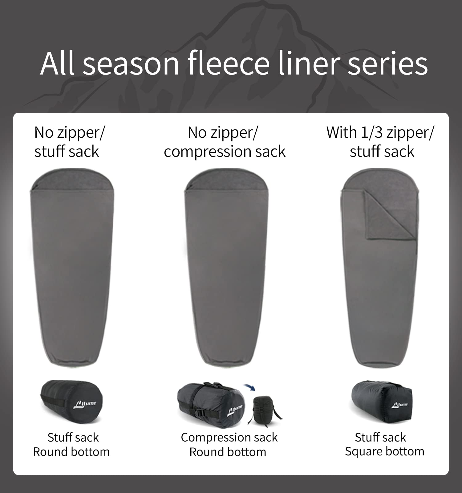 Litume All Season Sleeping Bag Liner Adds Up To 27F, Lightweight Mummy Sleeping Sack For Backpacking, Camping, Traveling With Dr